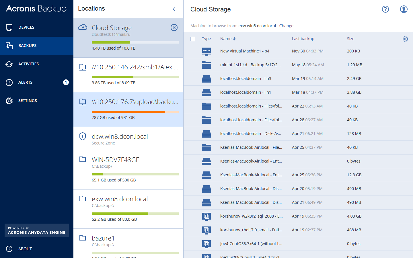 Windows 10 Acronis Cloud Storage full